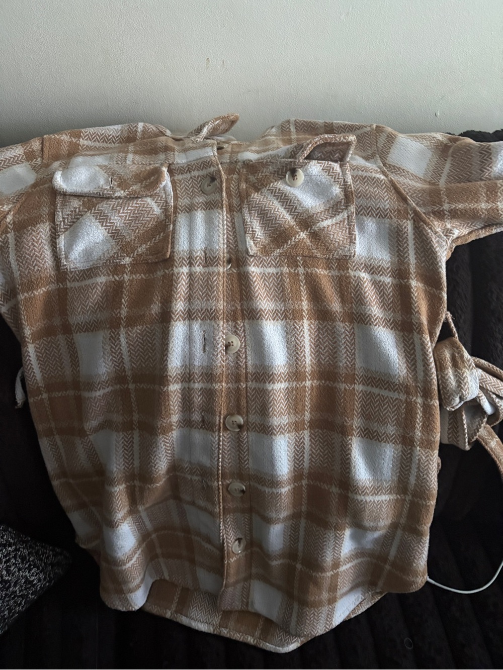 Time and Tru Brown and White Plaid Shacket